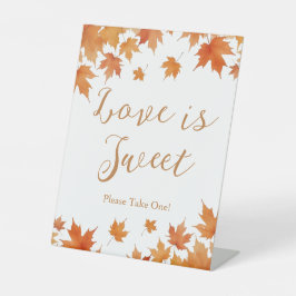 Herfst Bruiloft Feest 'Liefde is Zoet' Favor Reclamebord Met Voetstuk