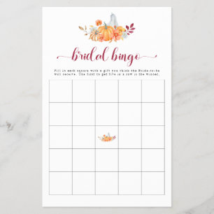 Herfst Bruiloft Feest Pompoen Bingo Spel Flyer