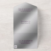 Herfst Bruiloft Glans Blad Paars Zilver All In One Uitnodiging (Buitenkant)