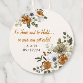 Herfst bruiloft gooien deken rustieke bloemen bedankjes labels (Achterkant)