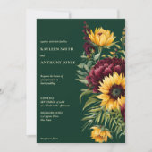 Herfst bruiloft groen rustieke zonnebloemen alles  kaart (Voorkant)