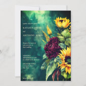 Herfst bruiloft groen rustieke zonnebloemen alles  kaart (Voorkant)
