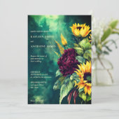 Herfst bruiloft groen rustieke zonnebloemen alles  kaart (Staand voorkant)