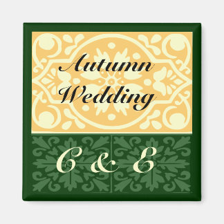 Herfst bruiloft groen tan monogram aangepaste magn magneet