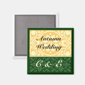 Herfst Bruiloft Groen Tannine Monogram Aangepaste  Magneet (Voorkant / Achterkant)