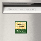 Herfst Bruiloft Groen Tannine Monogram Aangepaste  Magneet (Insitu (Vaatwasser))