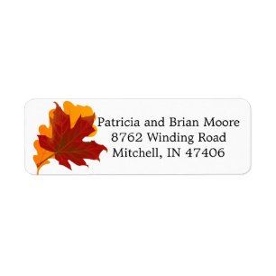 Herfst bruiloft herfst bladeren retour adres label