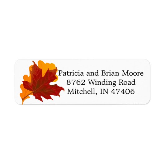 Herfst bruiloft herfst bladeren retour adres label (Voorkant)