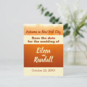 Herfst Bruiloft Herfst Kleuren Oranje Save the Dat Briefkaart (Staand voorkant)