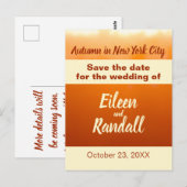 Herfst Bruiloft Herfst Kleuren Oranje Save the Dat Briefkaart (Voorkant / Achterkant)