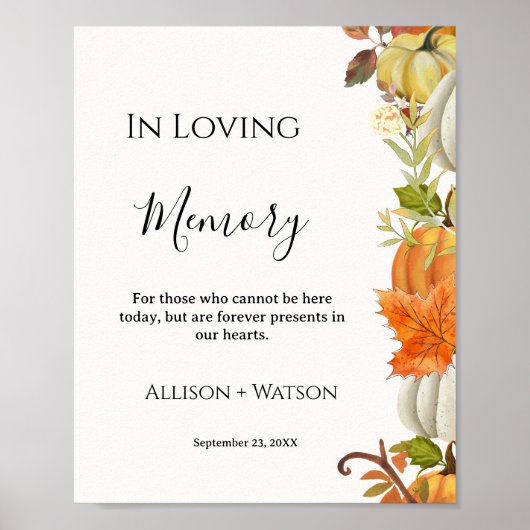 Herfst Bruiloft in Loving geheugen teken bruiloft Poster (Voorkant)