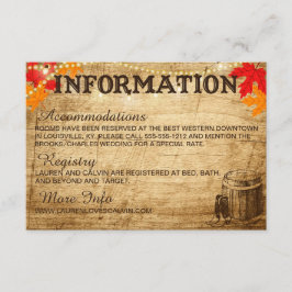 Herfst Bruiloft Informatie kaart voor Rustieke Bru