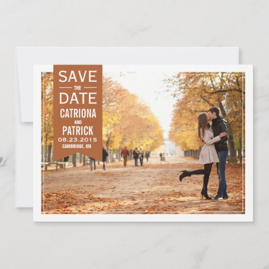 Herfst bruiloft kader save the date aankondiging (Voorkant)