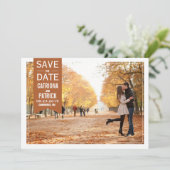 Herfst bruiloft kader save the date aankondiging (Staand voorkant)