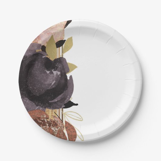 Herfst Bruiloft Kranig Glamour Bloemen Moderne Blo Papieren Bordje (Voorkant)