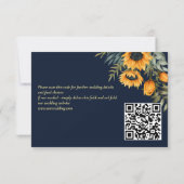 Herfst bruiloft marine blauw rustieke zonnebloem RSVP kaartje (Achterkant)