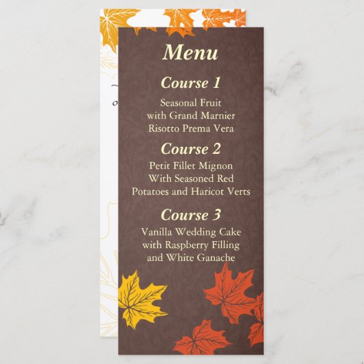 herfst bruiloft menu (Voorkant / Achterkant)