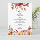 Herfst Bruiloft Menukaart Bloemen (Staand voorkant)