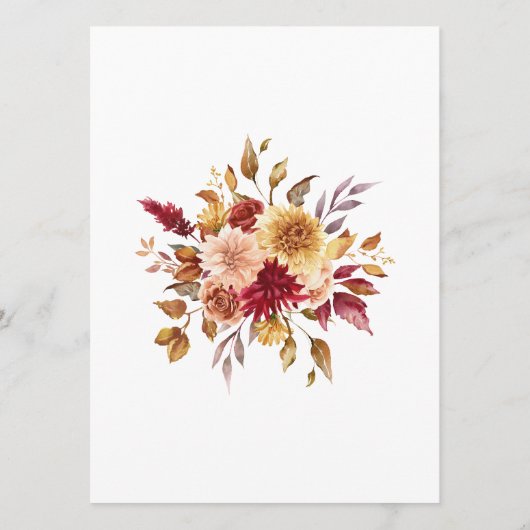 Herfst Bruiloft Menukaart Bloemen (Achterkant)