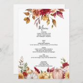 Herfst Bruiloft Menukaart Bloemen (Voorkant / Achterkant)