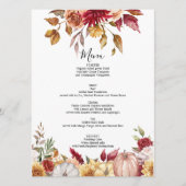 Herfst Bruiloft Menukaart Bloemen (Voorkant)