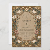 Herfst Bruiloft met Vintage Botanische Elementen Kaart (Voorkant)