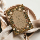 Herfst Bruiloft met Vintage Botanische Elementen Kaart