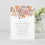 Herfst Bruiloft met Waterverf Bloemen Kaart (Staand voorkant)