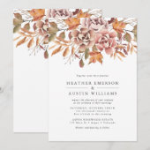 Herfst Bruiloft met Waterverf Bloemen Kaart (Voorkant / Achterkant)