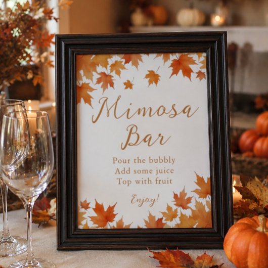 Herfst Bruiloft Mimosa Bar Poster