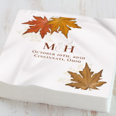Herfst bruiloft monogram Waterverf bladeren Servet