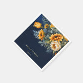 Herfst bruiloft navy blauw rustieke zonnebloem ged servet (Hoek)