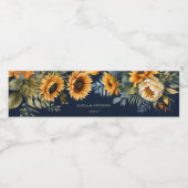 Herfst bruiloft navy blauw rustieke zonnebloem ged waterfles etiket (Enkel label)