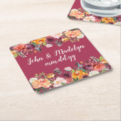 Herfst bruiloft ontvangst gepersonaliseerde elegan kartonnen onderzetters (Schuin)