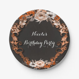 Herfst Bruiloft Oranje Bloemen Elegant Papieren Bordje