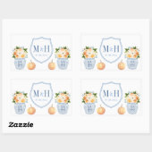 Herfst bruiloft pompoenen blauw en wit kuif gunst rechthoekige sticker (Vel)