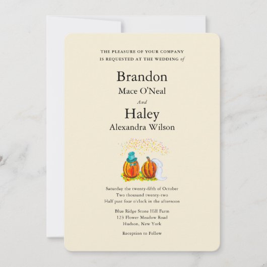 Herfst bruiloft pompoenen uitnodiging (Voorkant)