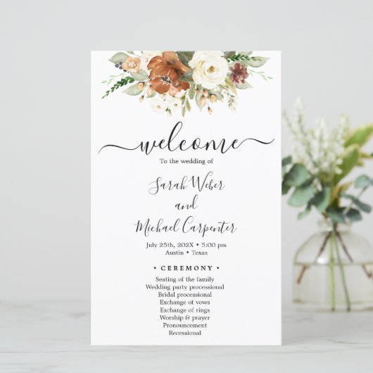 Herfst bruiloft programma (Staand voorkant)