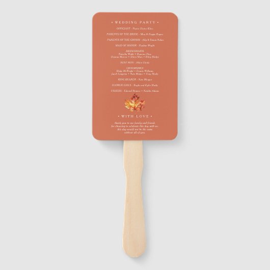 Herfst bruiloft programma Witte voordeur Handwaaier (Achterkant)