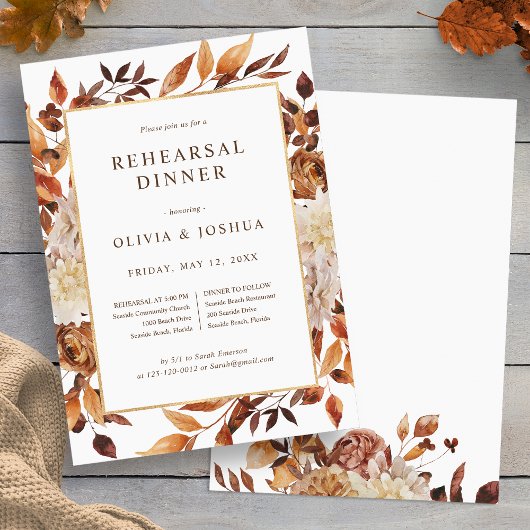 Herfst Bruiloft Rehearsal Dinner Kaart