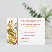 Herfst Bruiloft RSVP Kaart | Bladeren, Zaden, Bess (Staand voorkant)