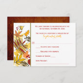 Herfst Bruiloft RSVP Kaart | Bladeren, Zaden, Bess (Voorkant / Achterkant)