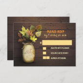 Herfst bruiloft RSVP kaarten met metselaar potje (Voorkant / Achterkant)