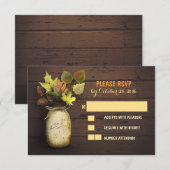 Herfst bruiloft RSVP kaarten met metselaar potje Kaartje (Voorkant / Achterkant)