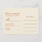 Herfst bruiloft RSVP Uitnodiging Briefkaart (Achterkant)