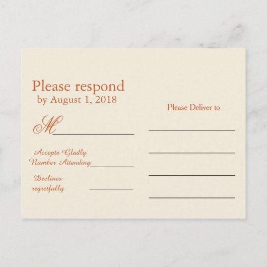 Herfst bruiloft RSVP Uitnodiging Briefkaart (Achterkant)