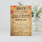 Herfst bruiloft RSVP voor rustieke bruiloft Kaartje (Staand voorkant)