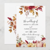 Herfst Bruiloft rustieke bloemen en pompoenen Kaart (Voorkant / Achterkant)