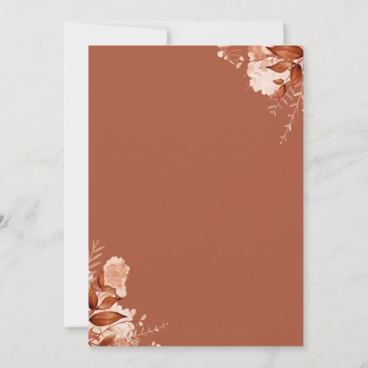 Herfst Bruiloft Rustieke Bloemige Bruiloftsborrel Kaart (Achterkant)