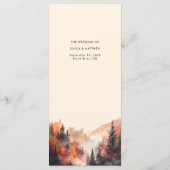 Herfst bruiloft rustieke Waterverf bergketen Menu (Achterkant)